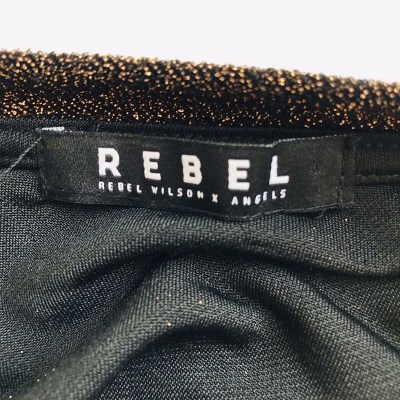Rebel Wilson X Angels Black/Metallic Bronze Knit Top BE THANKFUL FOR THIS 2X EUC - Picture 7 of 9